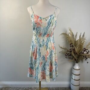 Old Navy Floral Rayon Mini Dress Medium M Smocked Back A-Line Botanical Summer